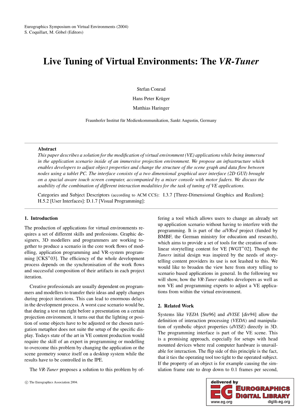 Live Tuning of Virtual Environments: the VR-Tuner