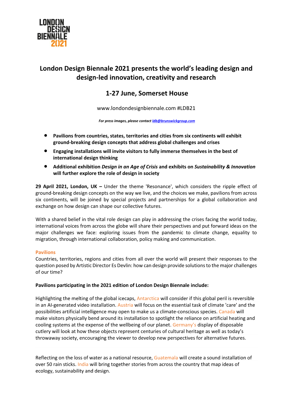 London Design Biennale 2021 Presents the World's Leading Design