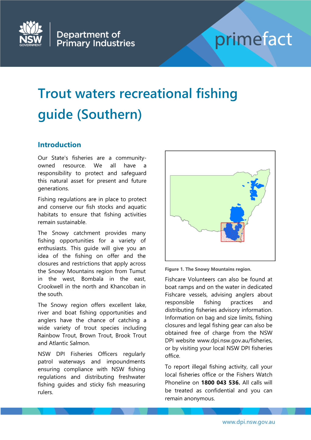 Trout Waters Recreational Fishing Guide (Southern)