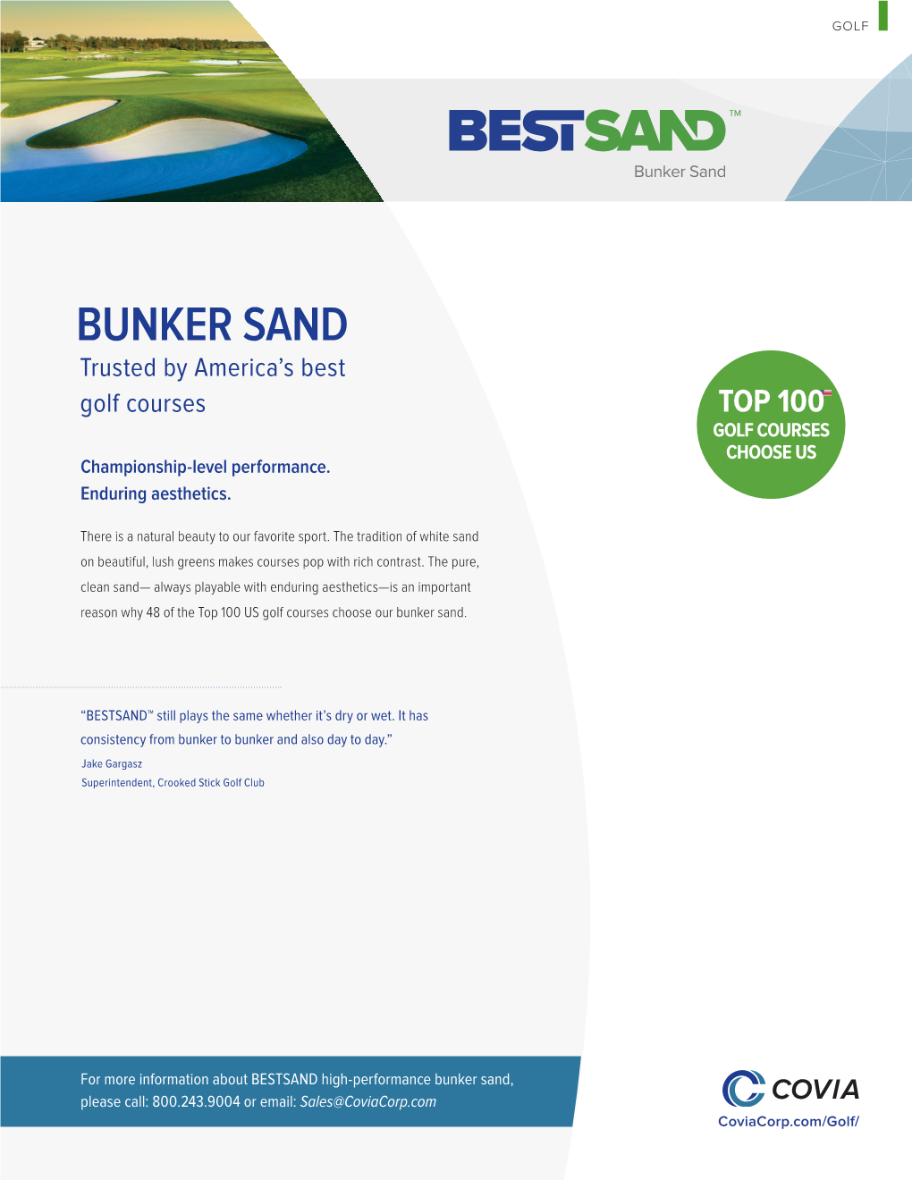 BUNKER SAND Trusted by America’S Best Golf Courses