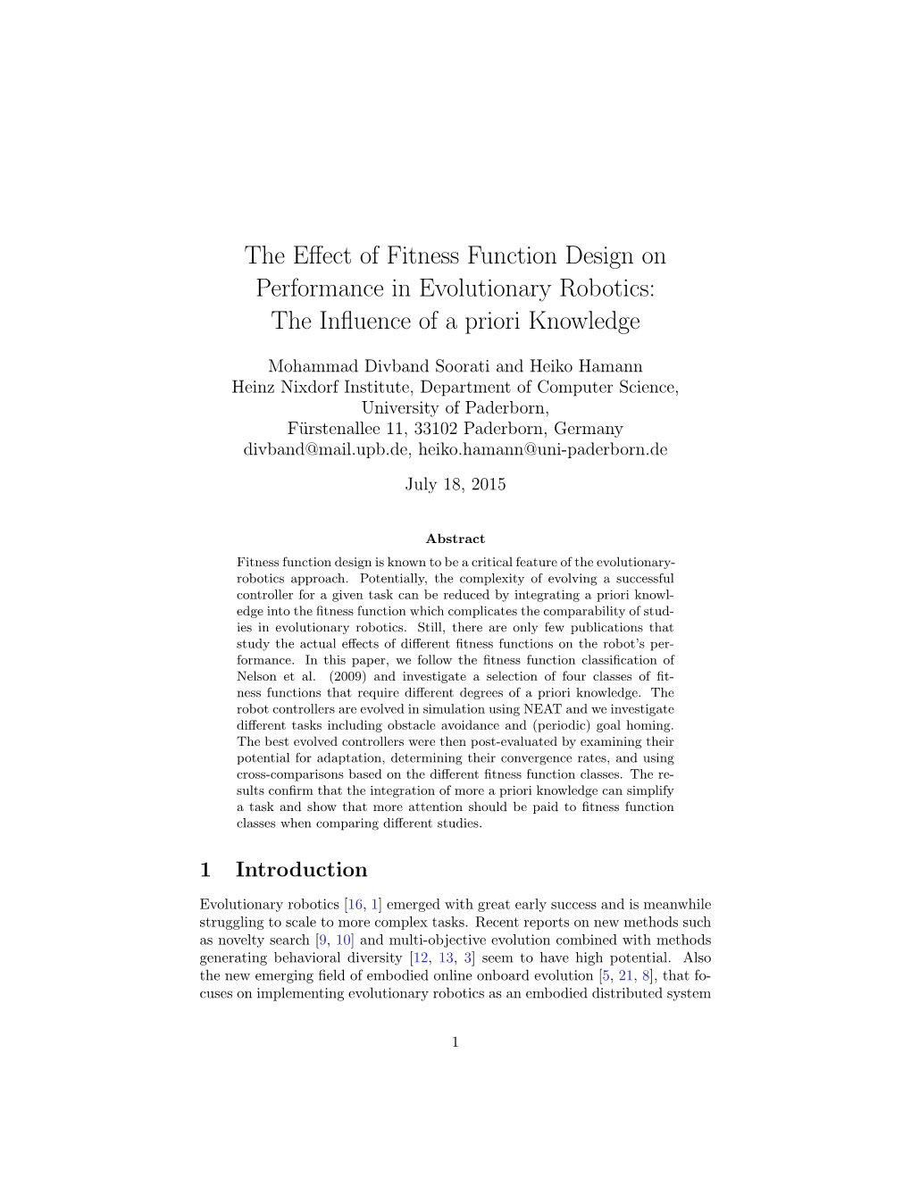 The Effect of Fitness Function Design on Performance In