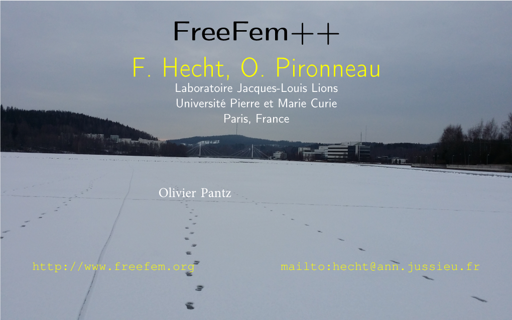 Freefem++ F. Hecht, O. Pironneau Laboratoire Jacques-Louis Lions Université Pierre Et Marie Curie Paris, France