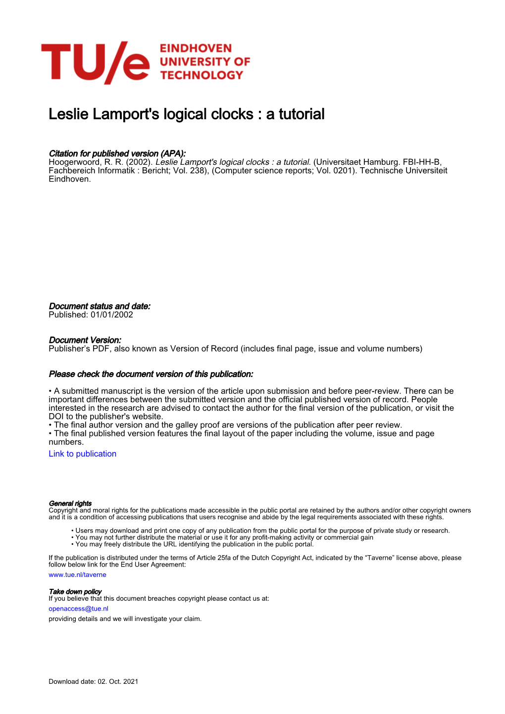 Leslie Lamport's Logical Clocks : a Tutorial