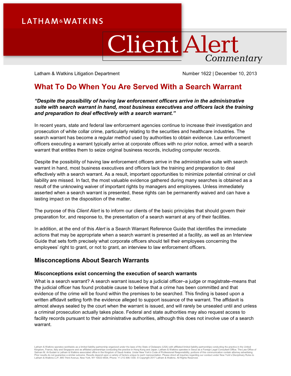 What to Do When You Are Served with a Search Warrant