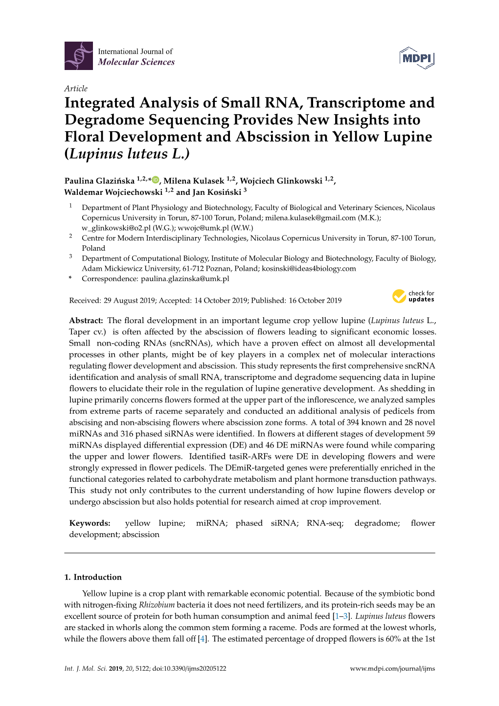 Integrated Analysis of Small RNA, Transcriptome and Degradome Sequencing Provides New Insights Into Floral Development and Absci