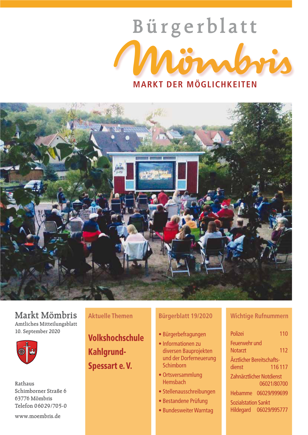 Bürgerblatt 19/2020 Wichtige Rufnummern Amtliches Mitteilungsblatt 10