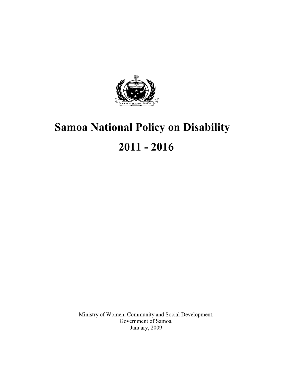 Samoa National Policy on Disability 2011