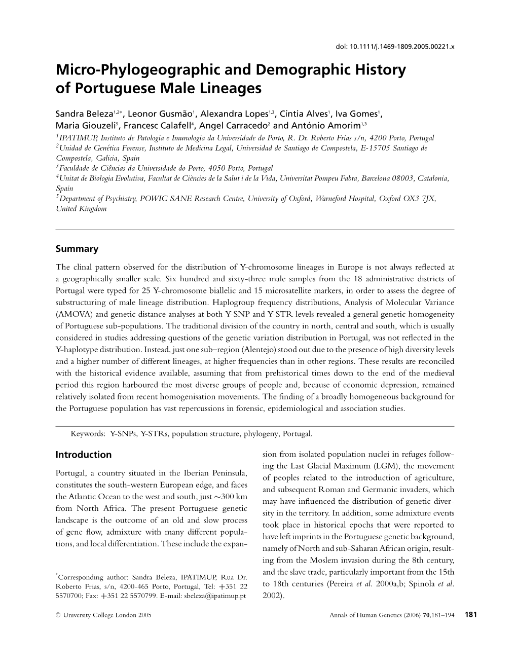 Micro-Phylogeographic and Demographic History of Portuguese Male Lineages