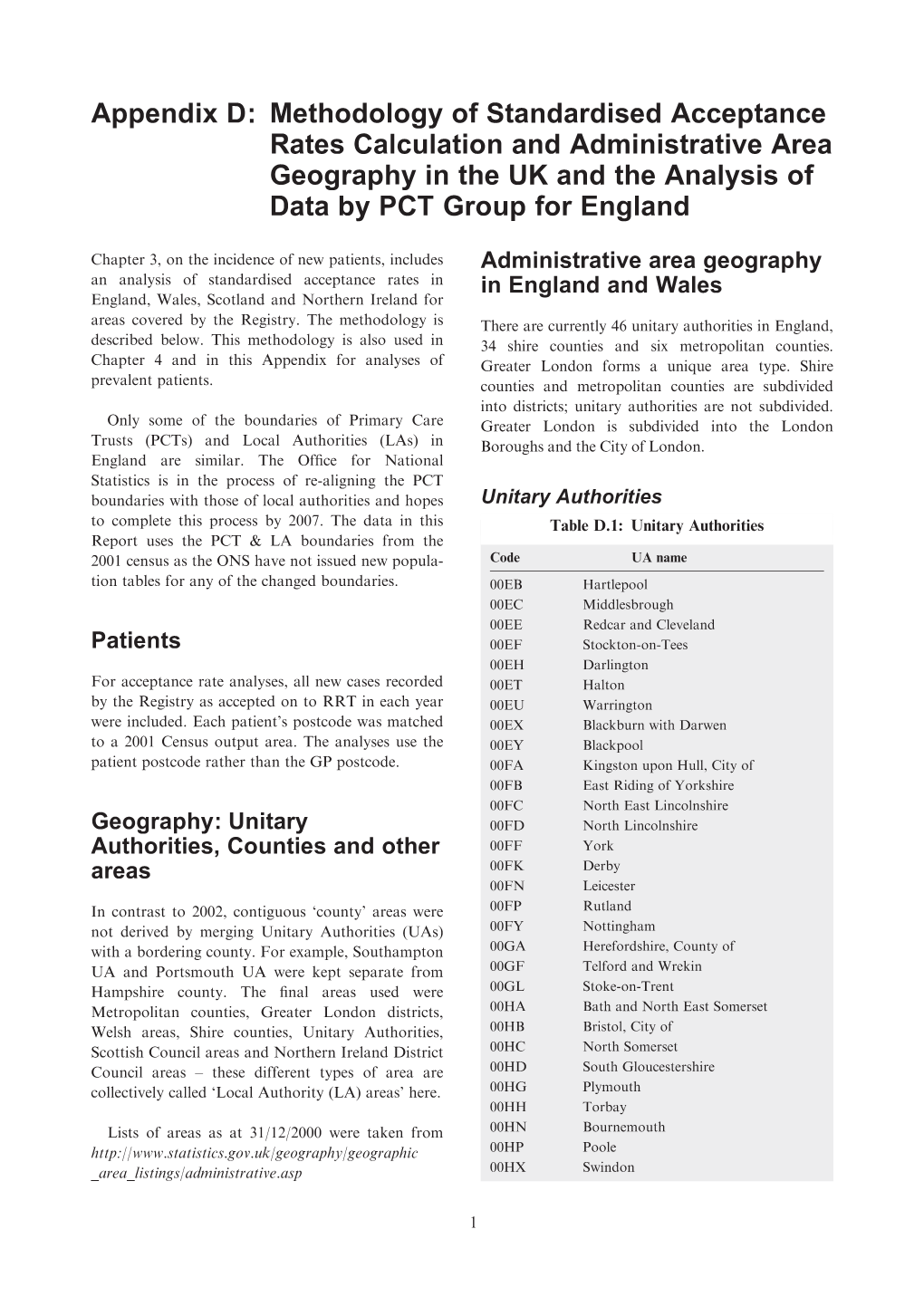 Appendix D Methodology of Standardised Acceptance Rates