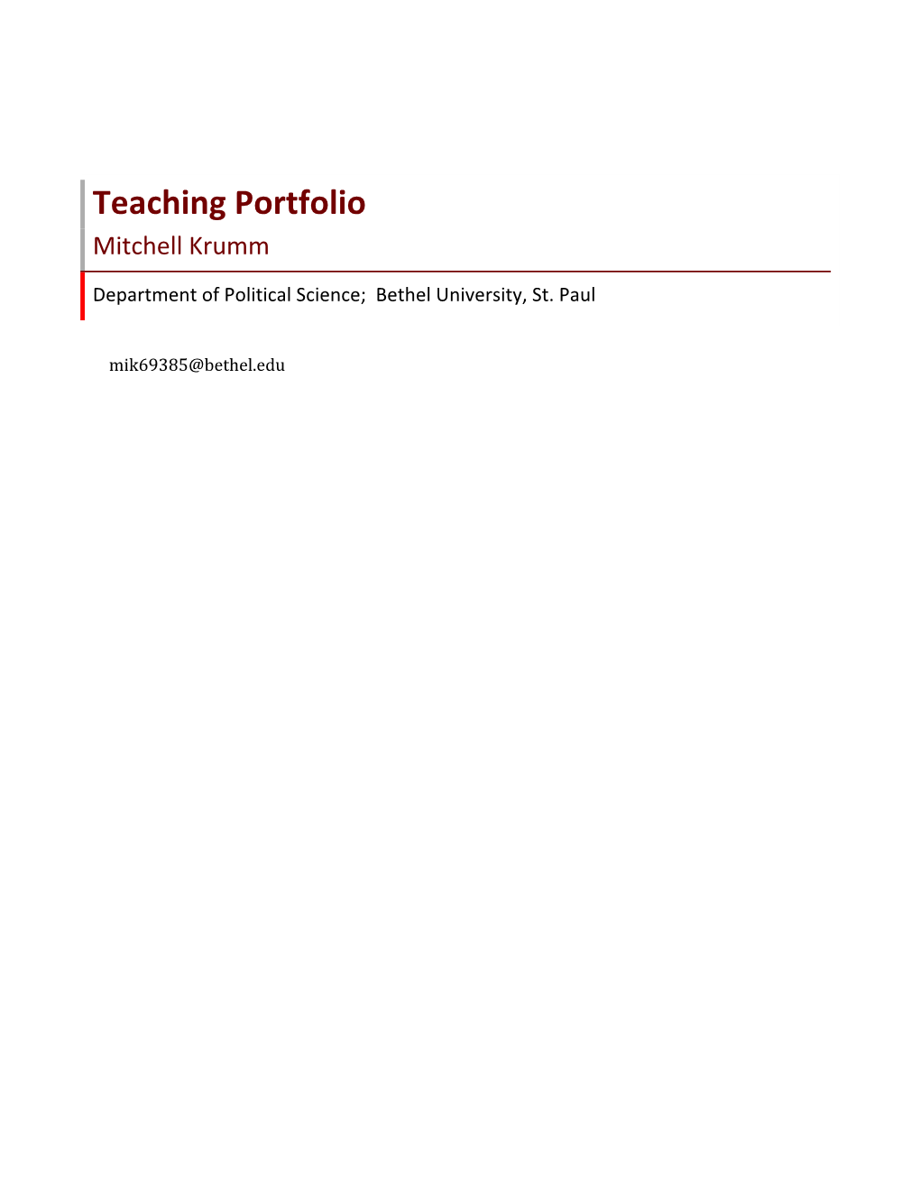 Teaching Portfolio