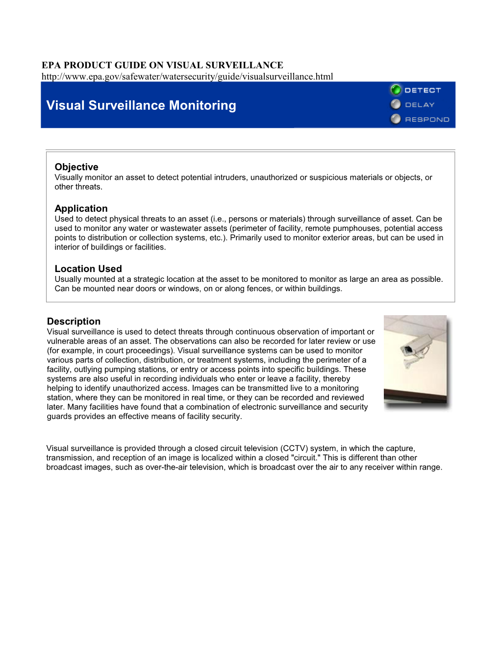 Epa Product Guide on Visual Surveillance