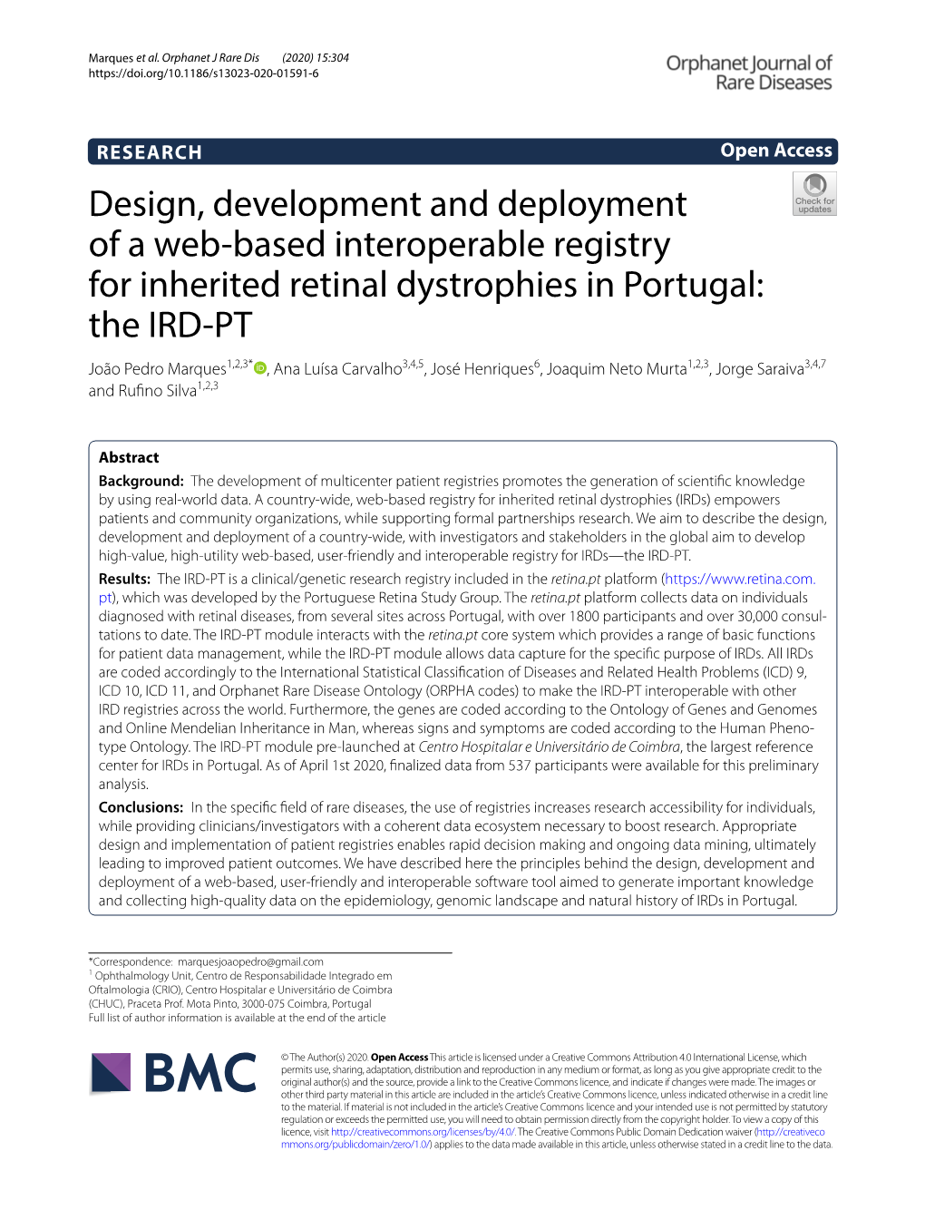 Design, Development and Deployment of a Web-Based Interoperable Registry for Inherited Retinal Dystrophies in Portugal: the IRD