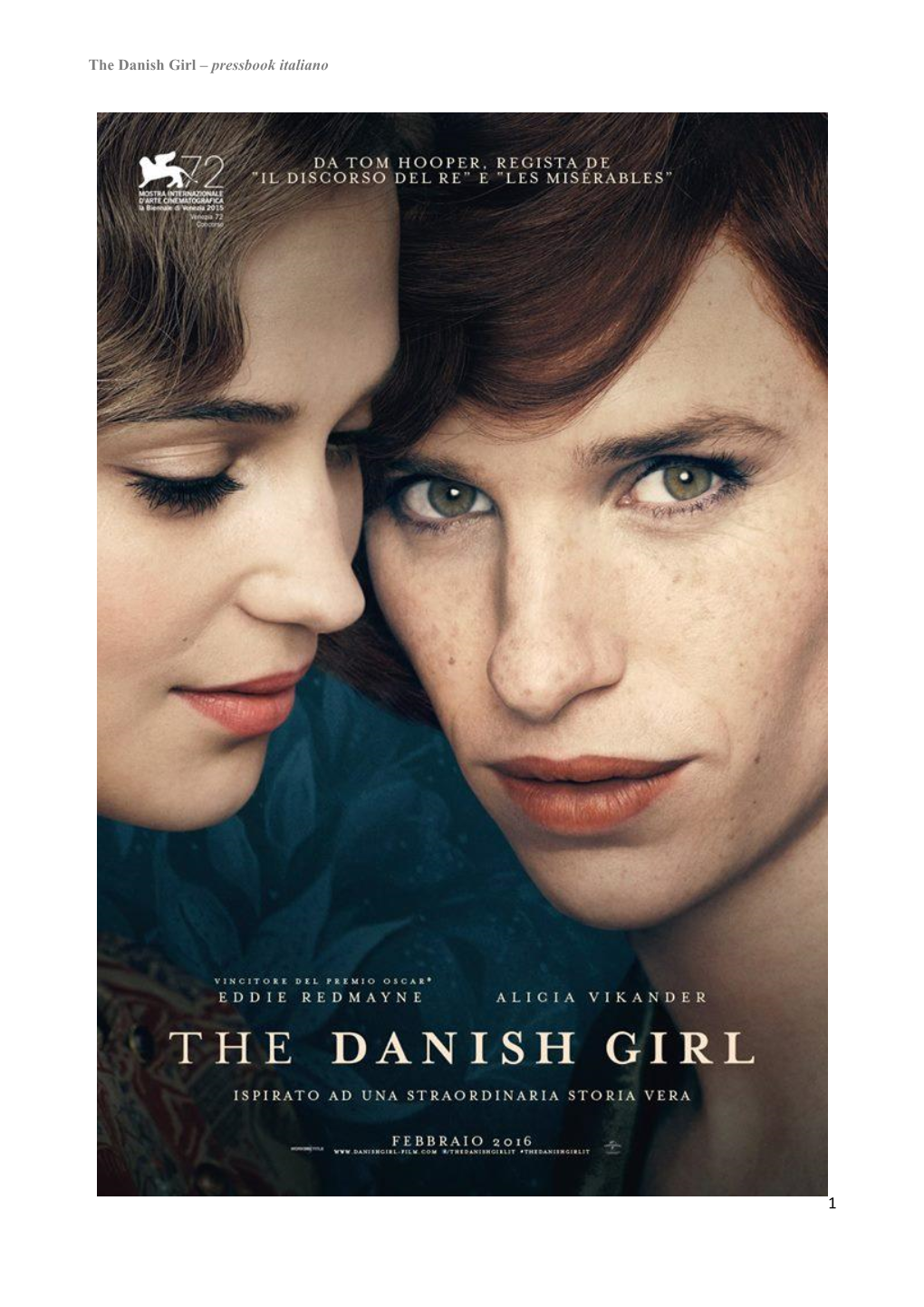 The Danish Girl – Pressbook Italiano