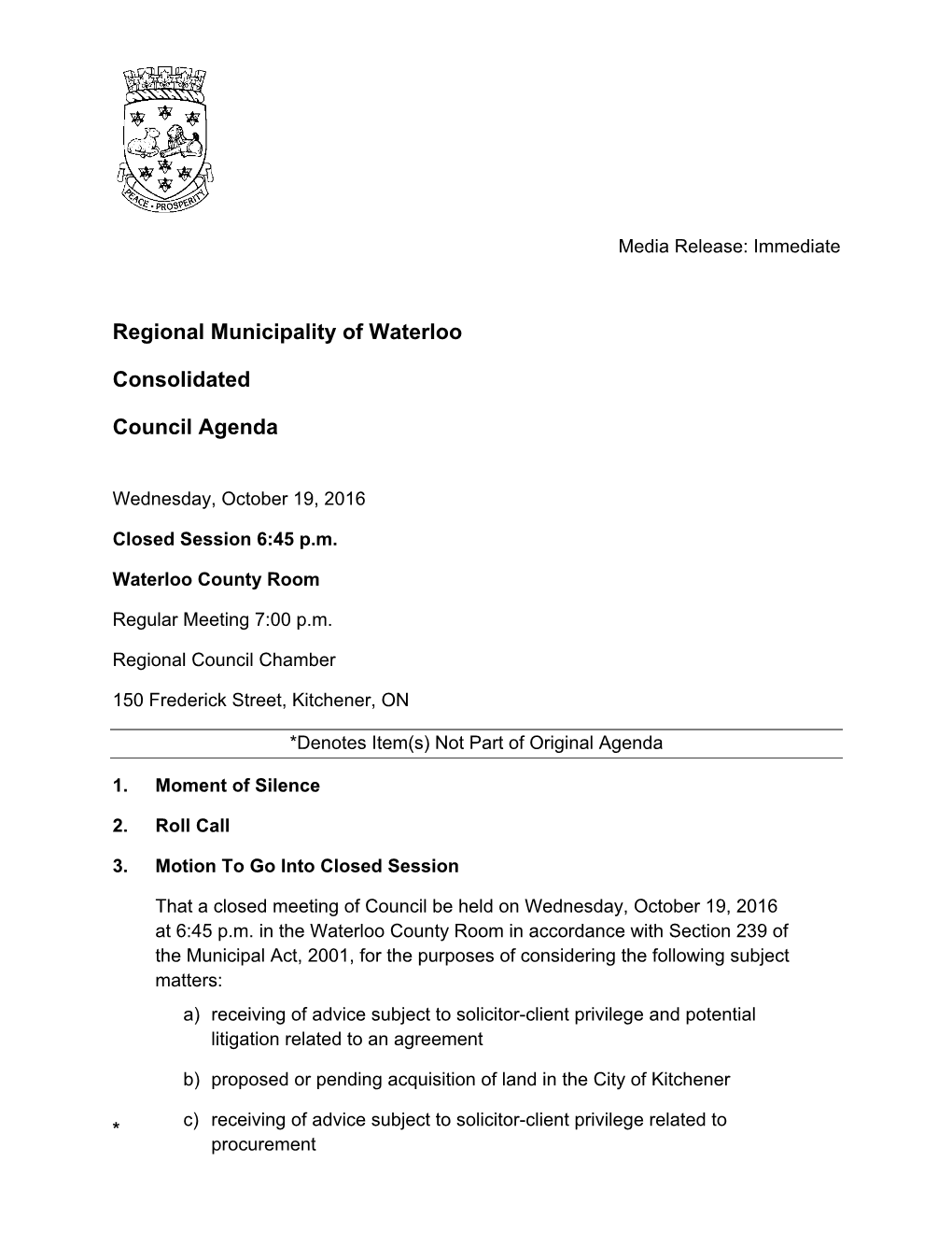 Council Agenda