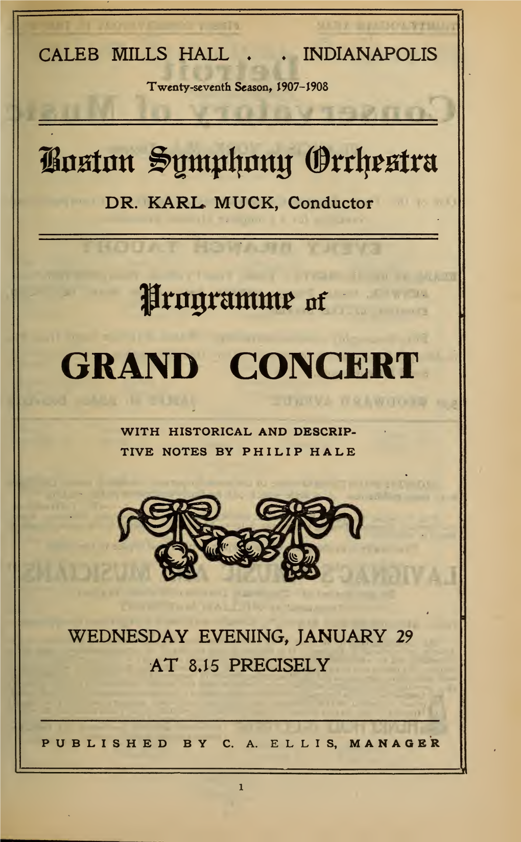 Boston Symphony Orchestra Concert Programs, Season 27,1907