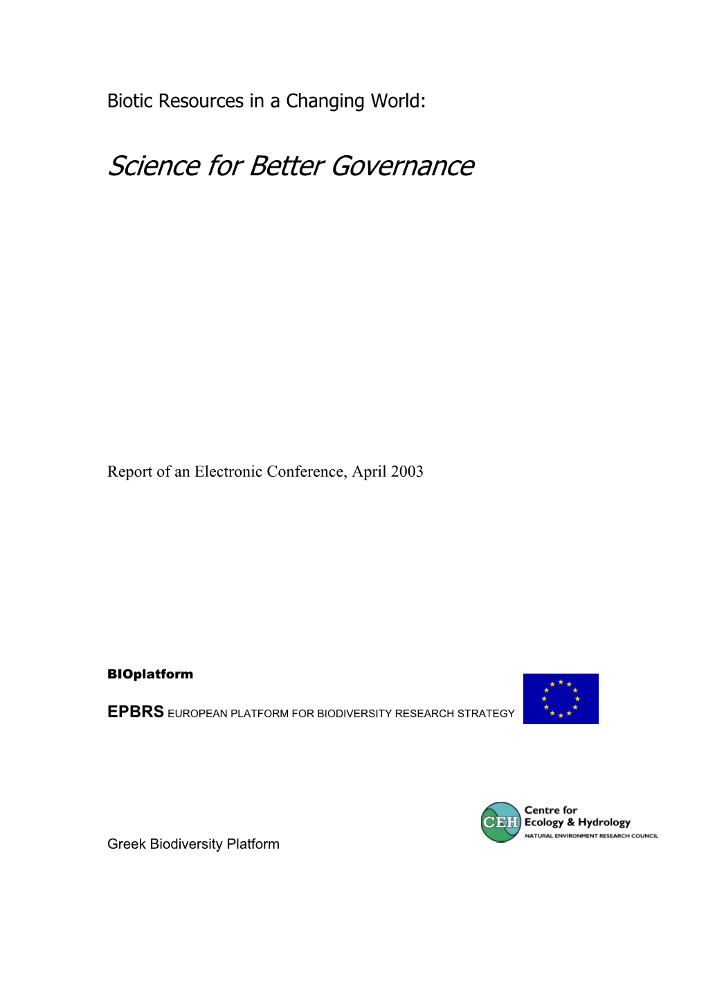 Science for Better Governance