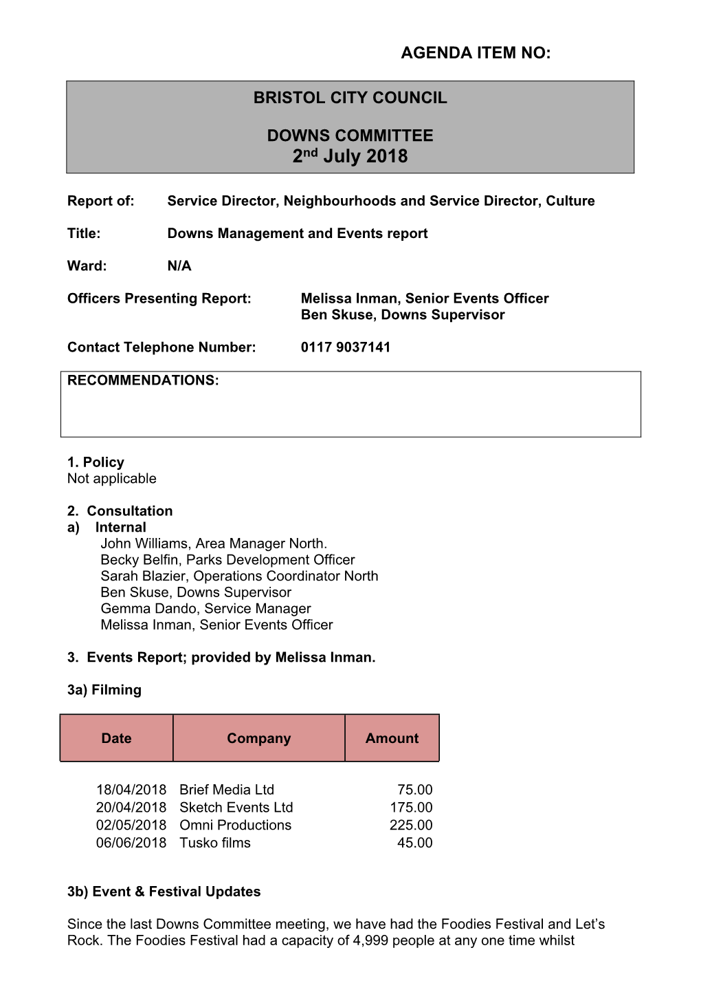 Downs Management Report PDF 821 KB