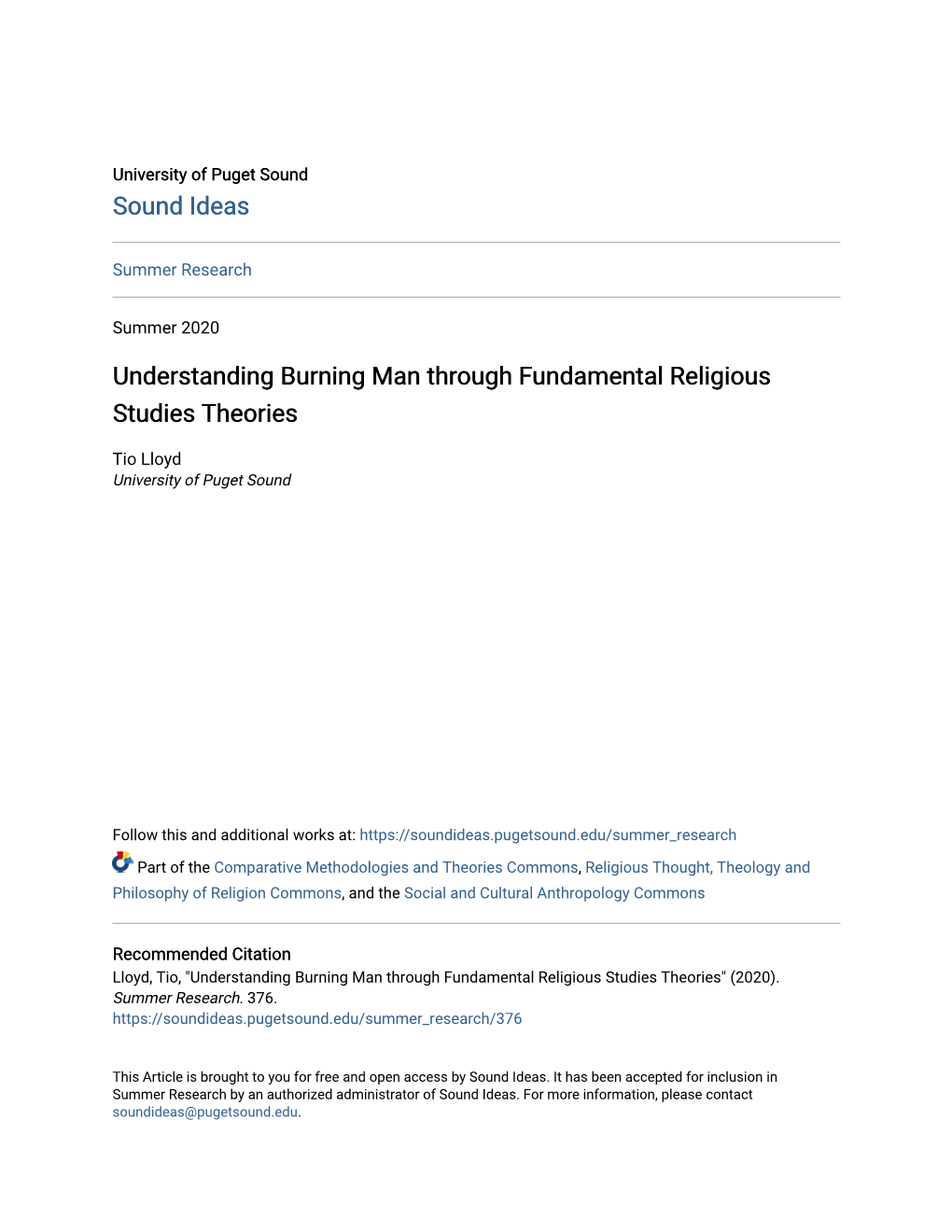 Understanding Burning Man Through Fundamental Religious Studies Theories