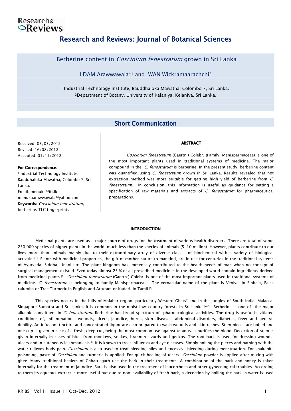 Journal of Botanical Sciences