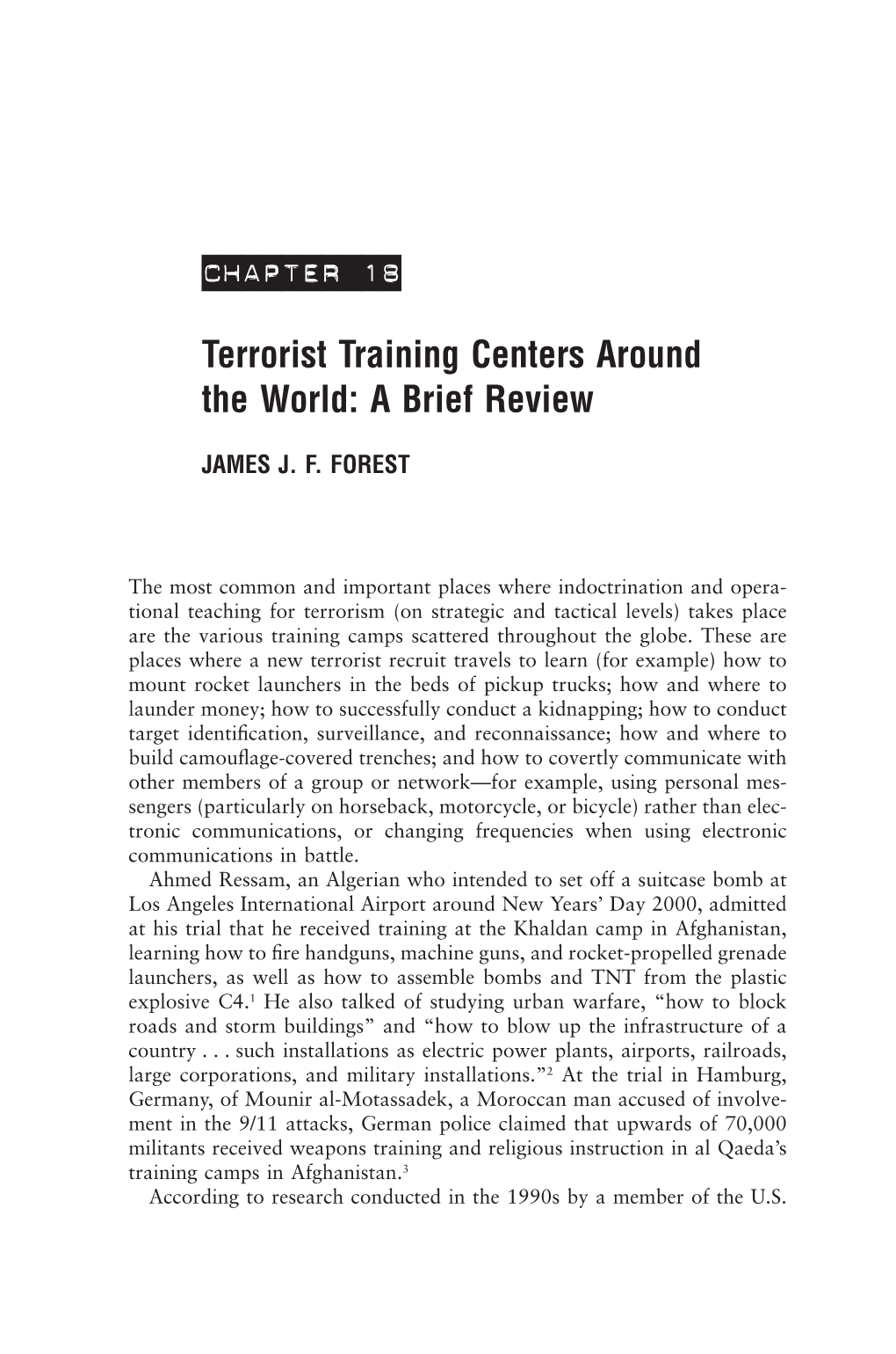 Chapter 18 Terrorist Training Centers Around the World