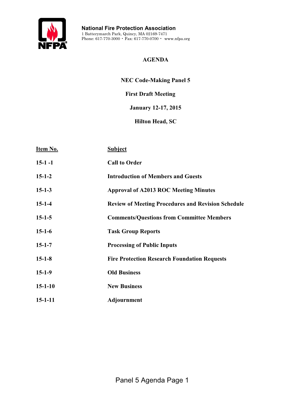 May 95 TCC MTG AGENDA