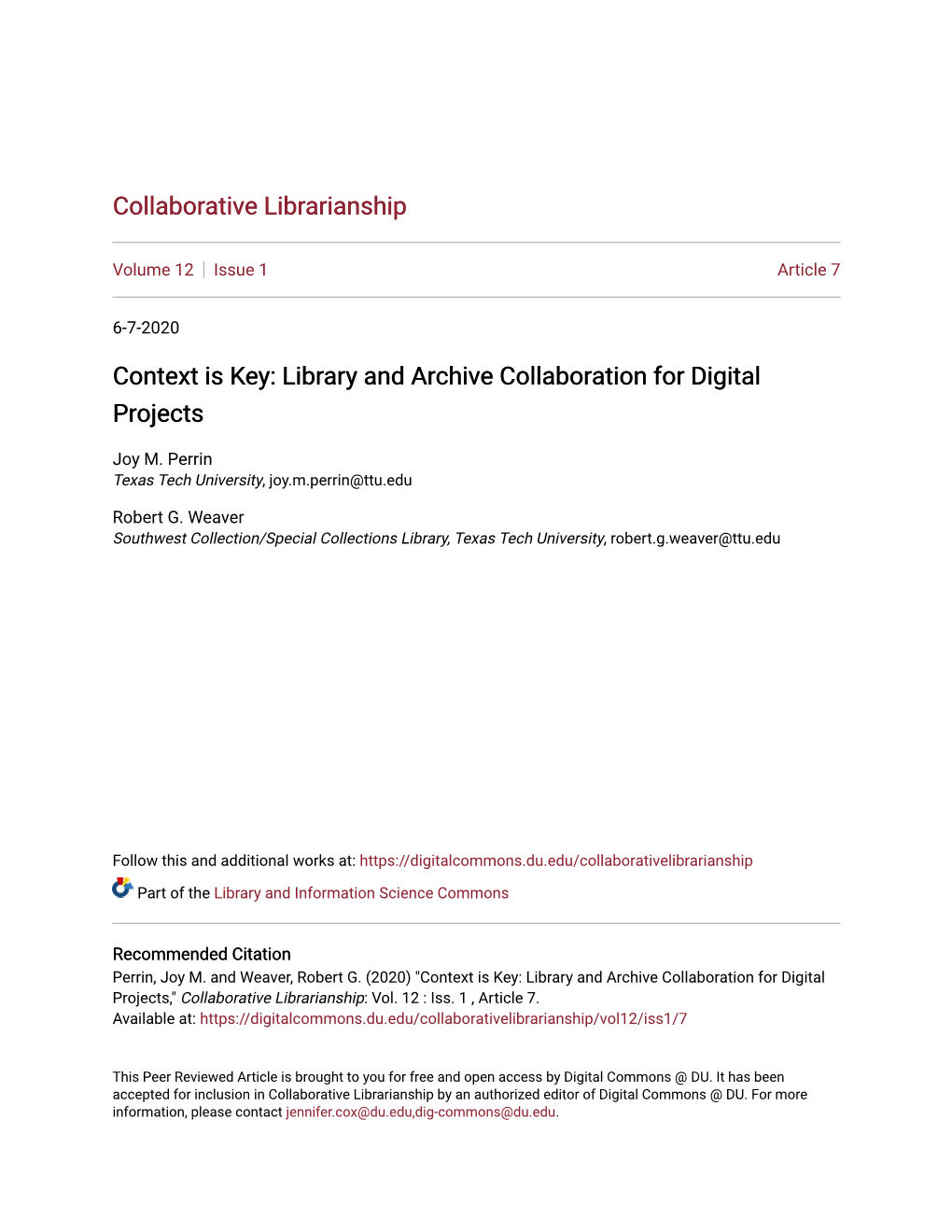 Library and Archive Collaboration for Digital Projects