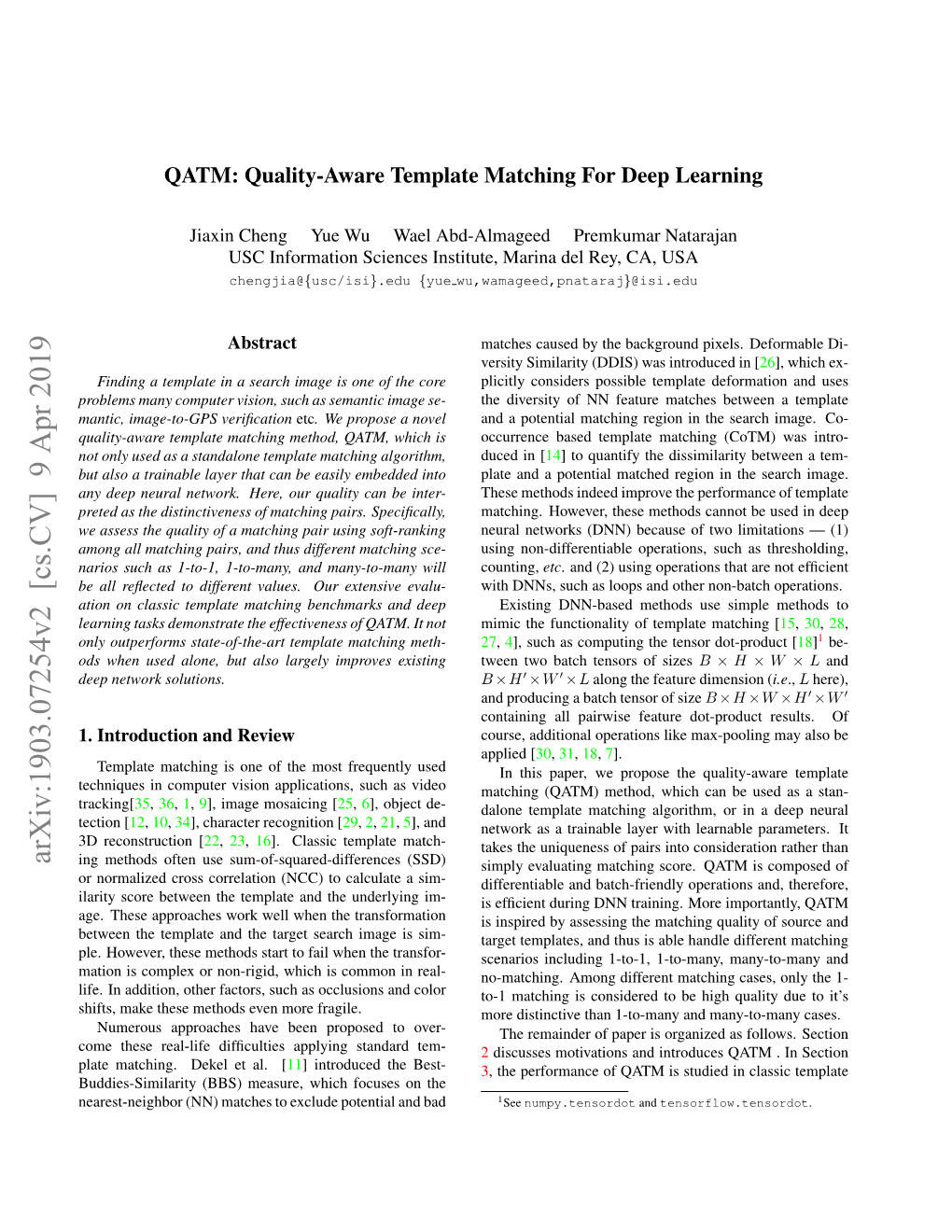 QATM: Quality-Aware Template Matching for Deep Learning