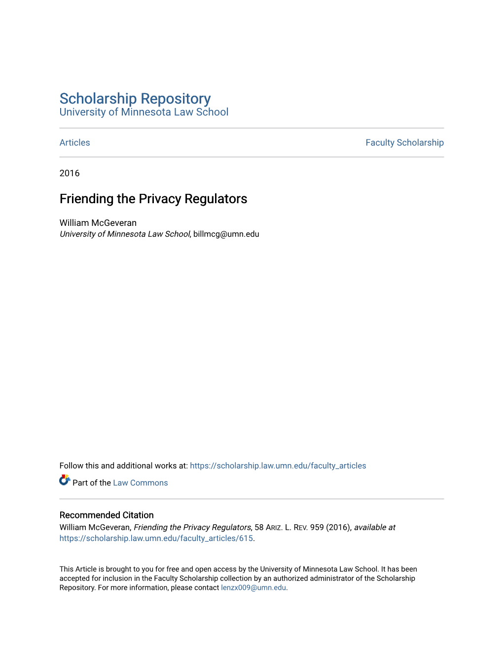 Friending the Privacy Regulators