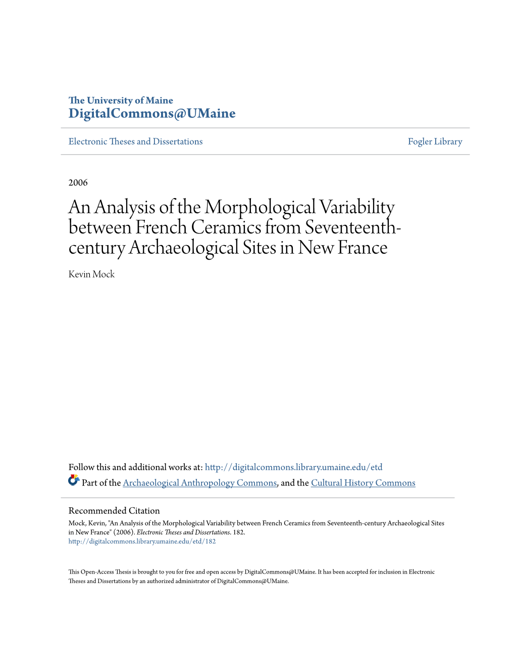 An Analysis of the Morphological Variability Between French Ceramics from Seventeenth-Century Archaeological Sites in New France