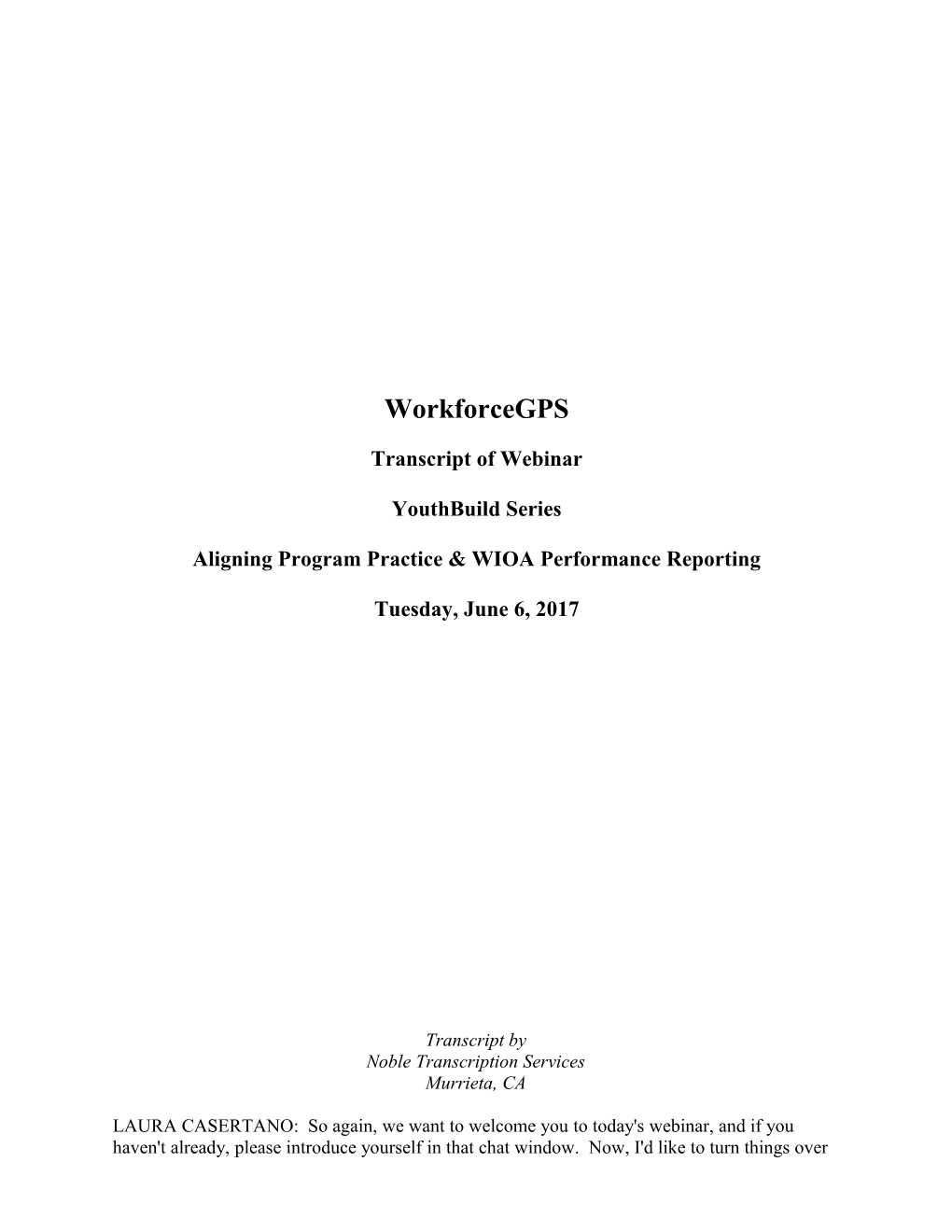 Aligning Program Practice & WIOA Performance Reporting