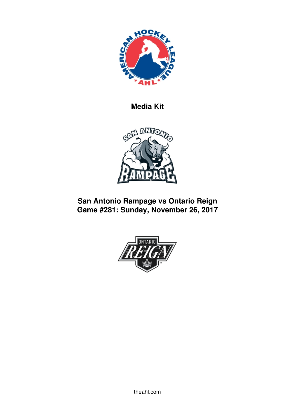 Media Kit San Antonio Rampage Vs Ontario Reign Game #281