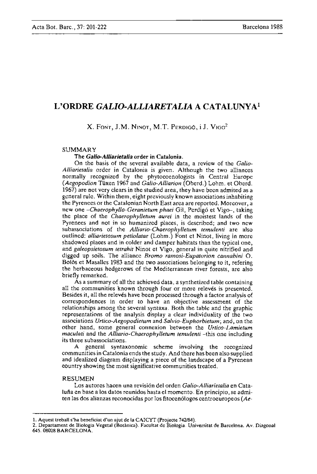L'ordre Galio-Alliaretalia a Catalunya1