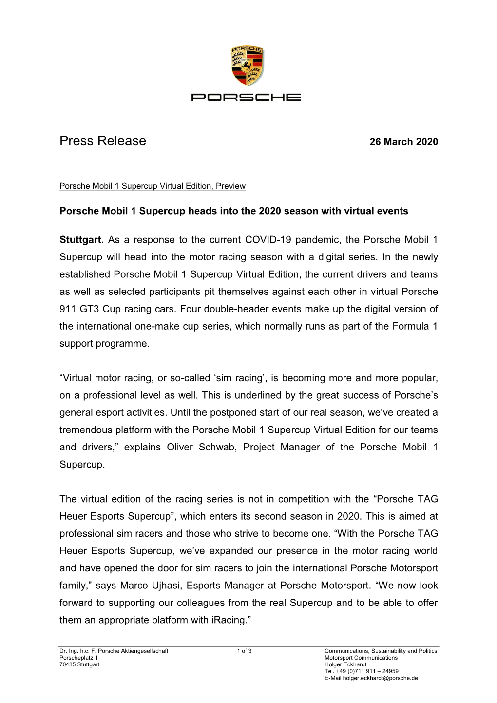 Press Release 26 March 2020