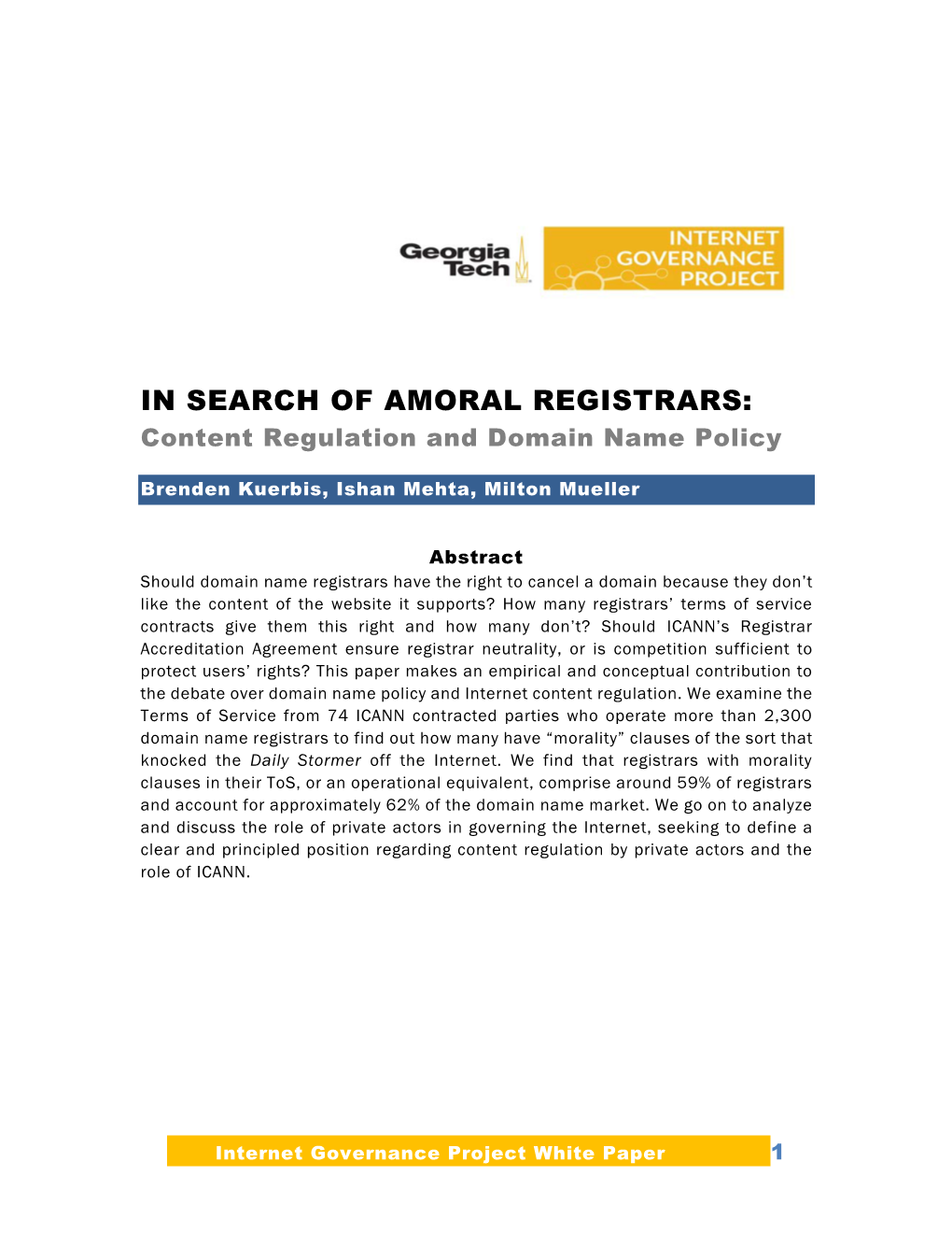 Content Regulation and Domain Name Policy