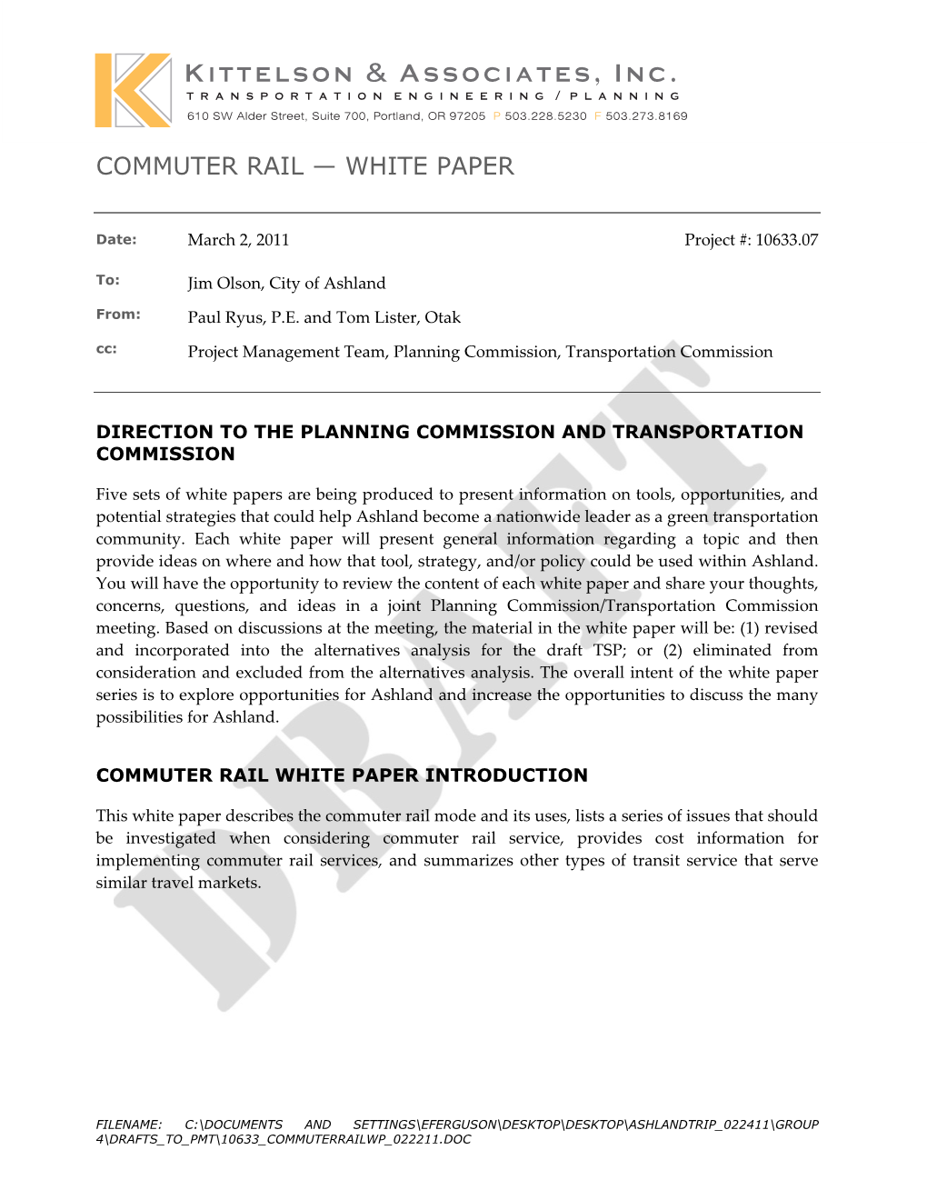 Commuter Rail — White Paper