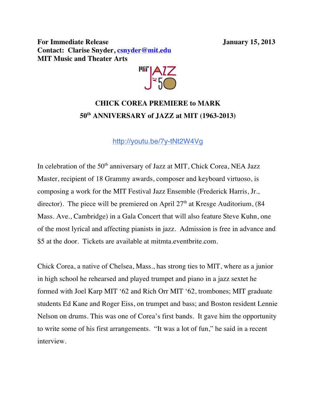 Press Release Jazz 50