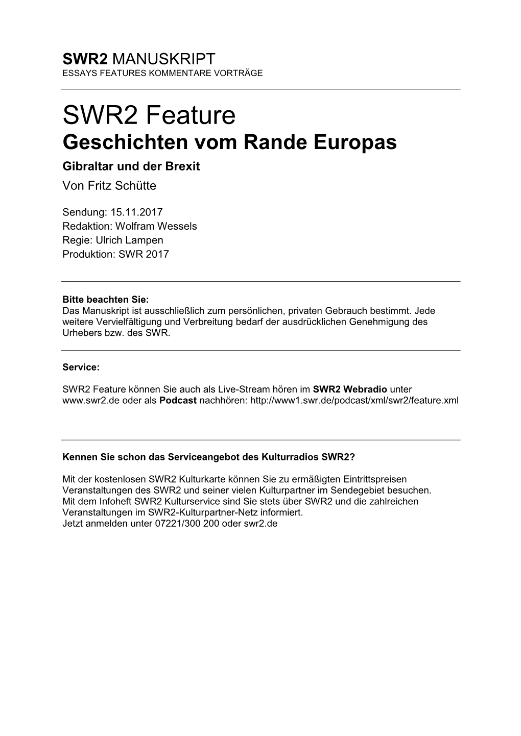 Geschichten Vom Rande Europas Gibraltar Und Der Brexit Von Fritz Schütte