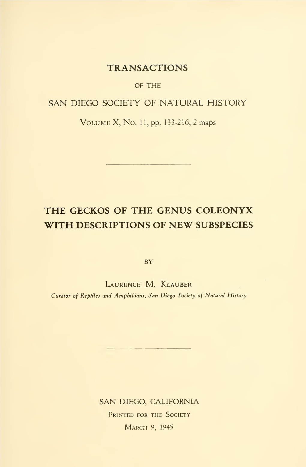 Transactions of the San Diego Society of Natural History