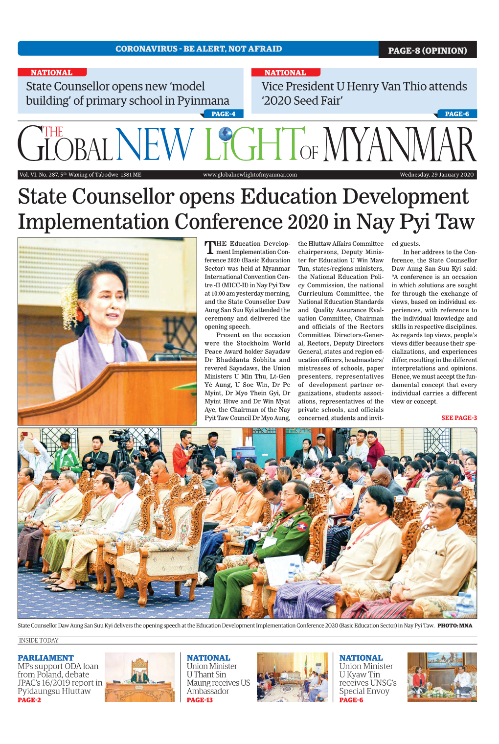State Counsellor Opens Education Development Implementation Conference 2020 in Nay Pyi Taw
