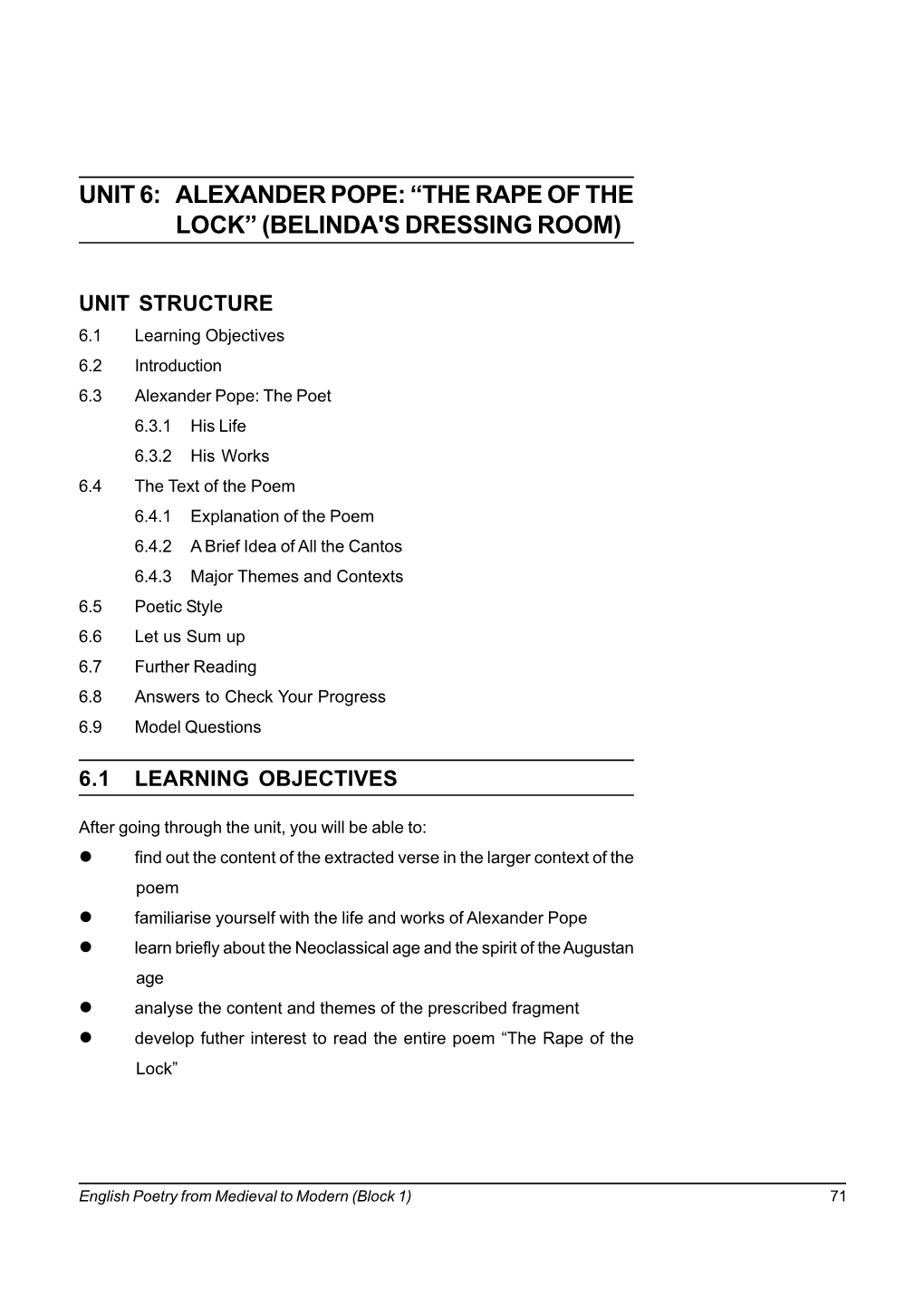 Unit 6 Alexander Pope the Rape of the Lock.Pmd