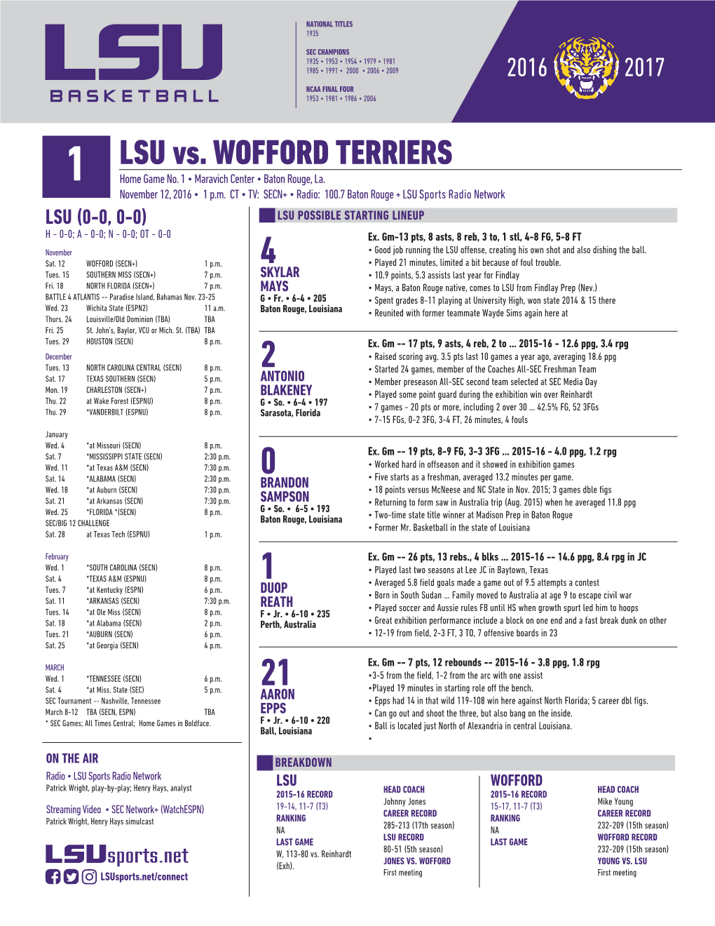 Game 1 Notes -- Wofford.Indd