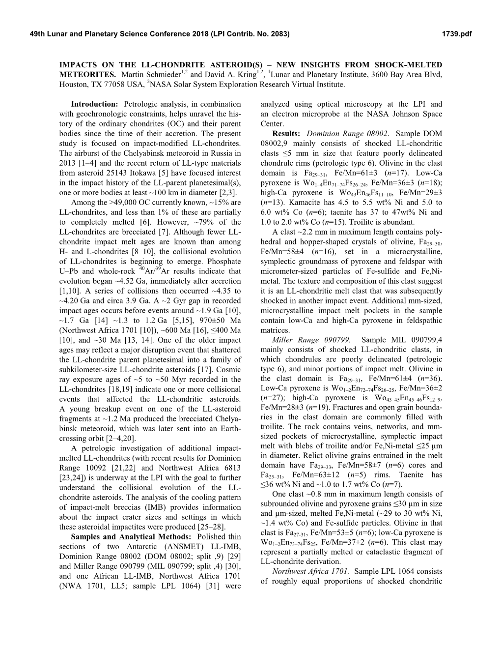 Impacts on the Ll-Chondrite Asteroid(S) – New Insights from Shock-Melted Meteorites