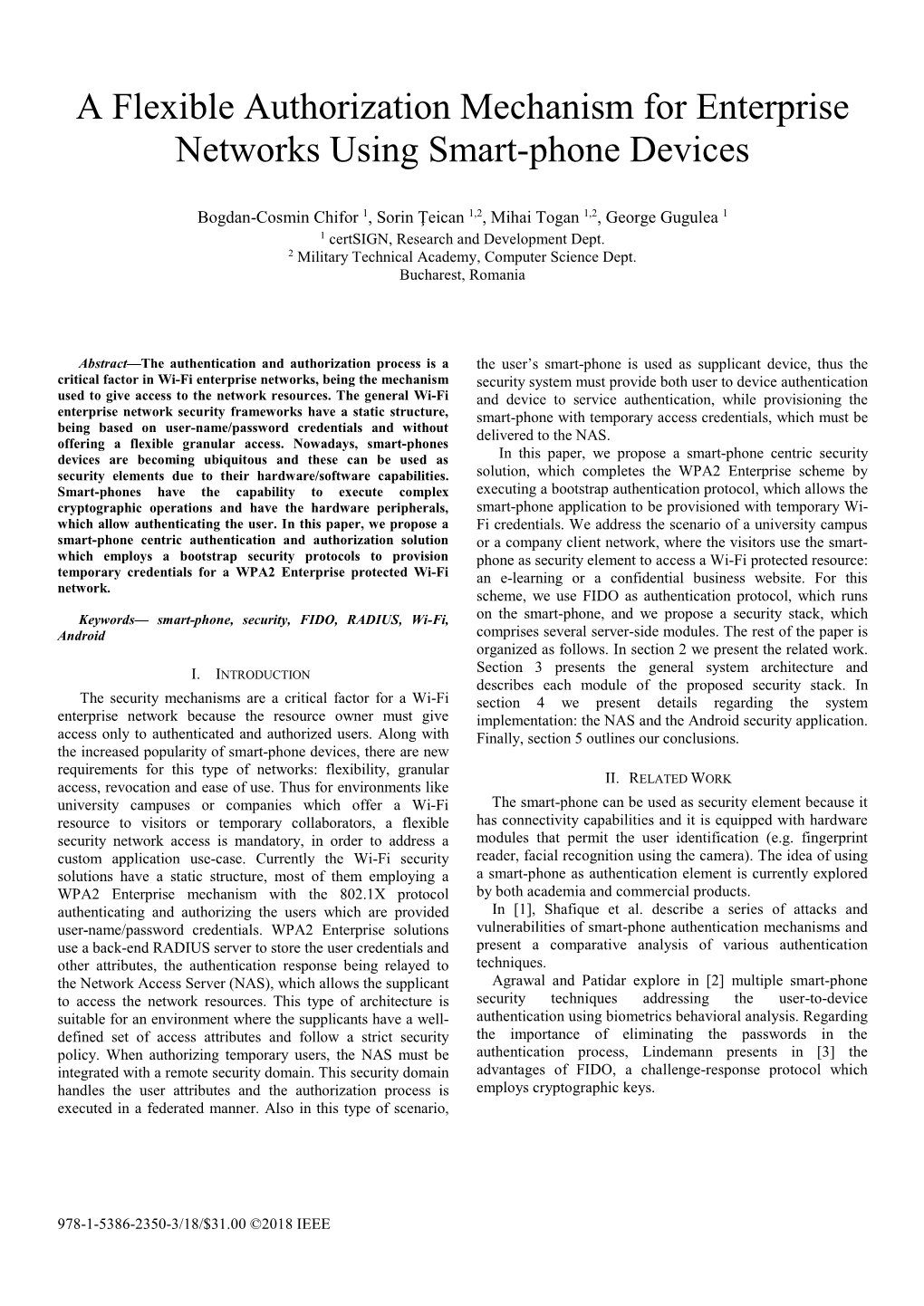 A Flexible Authorization Mechanism for Enterprise Networks Using Smart-Phone Devices