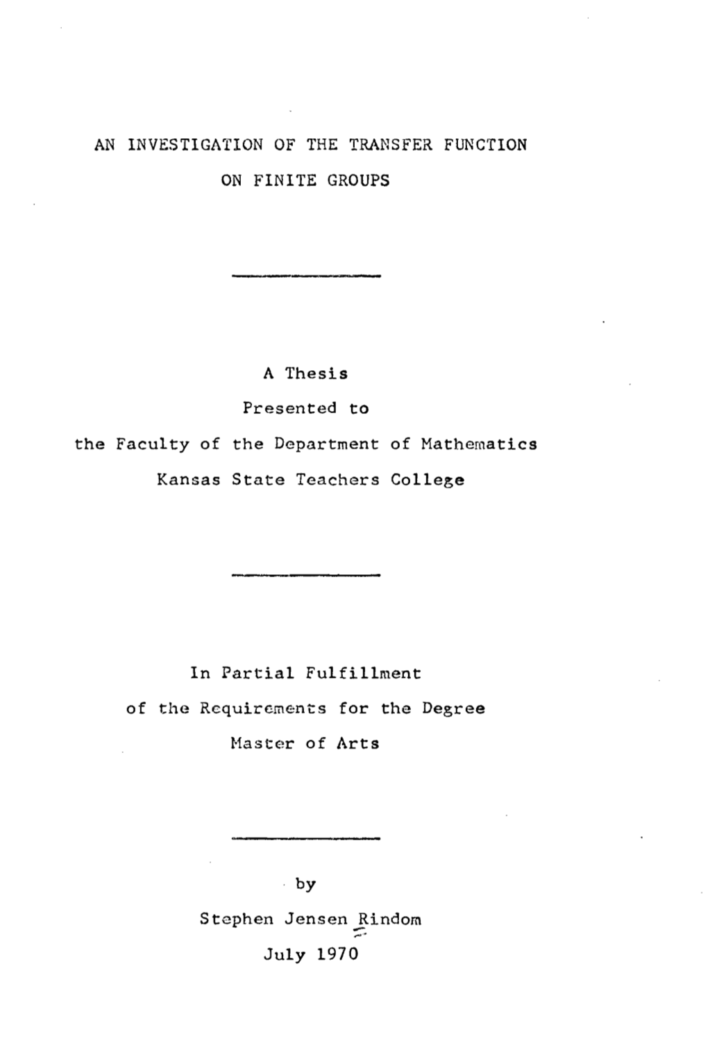 An Investigation of the Transfer Function on Finite Groups