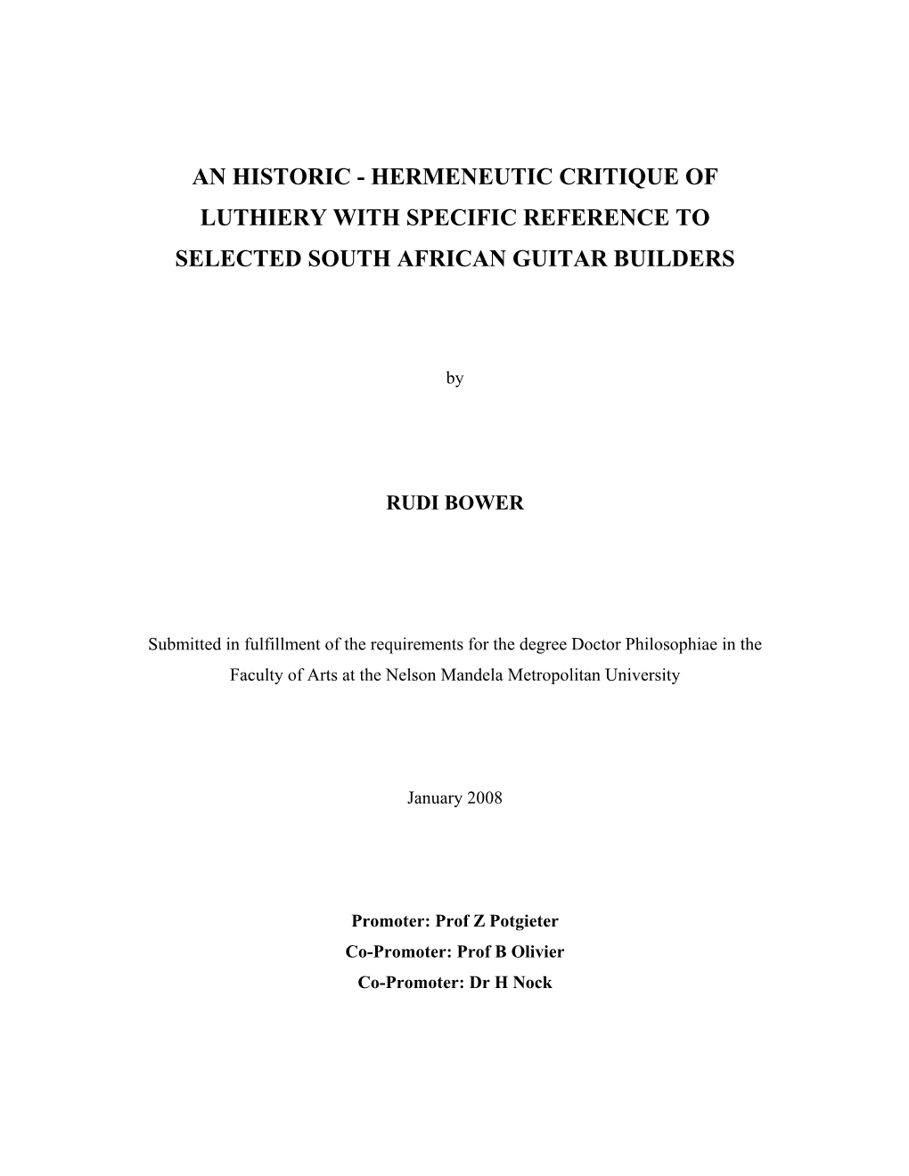 A Historic Hermeneutic Critique On