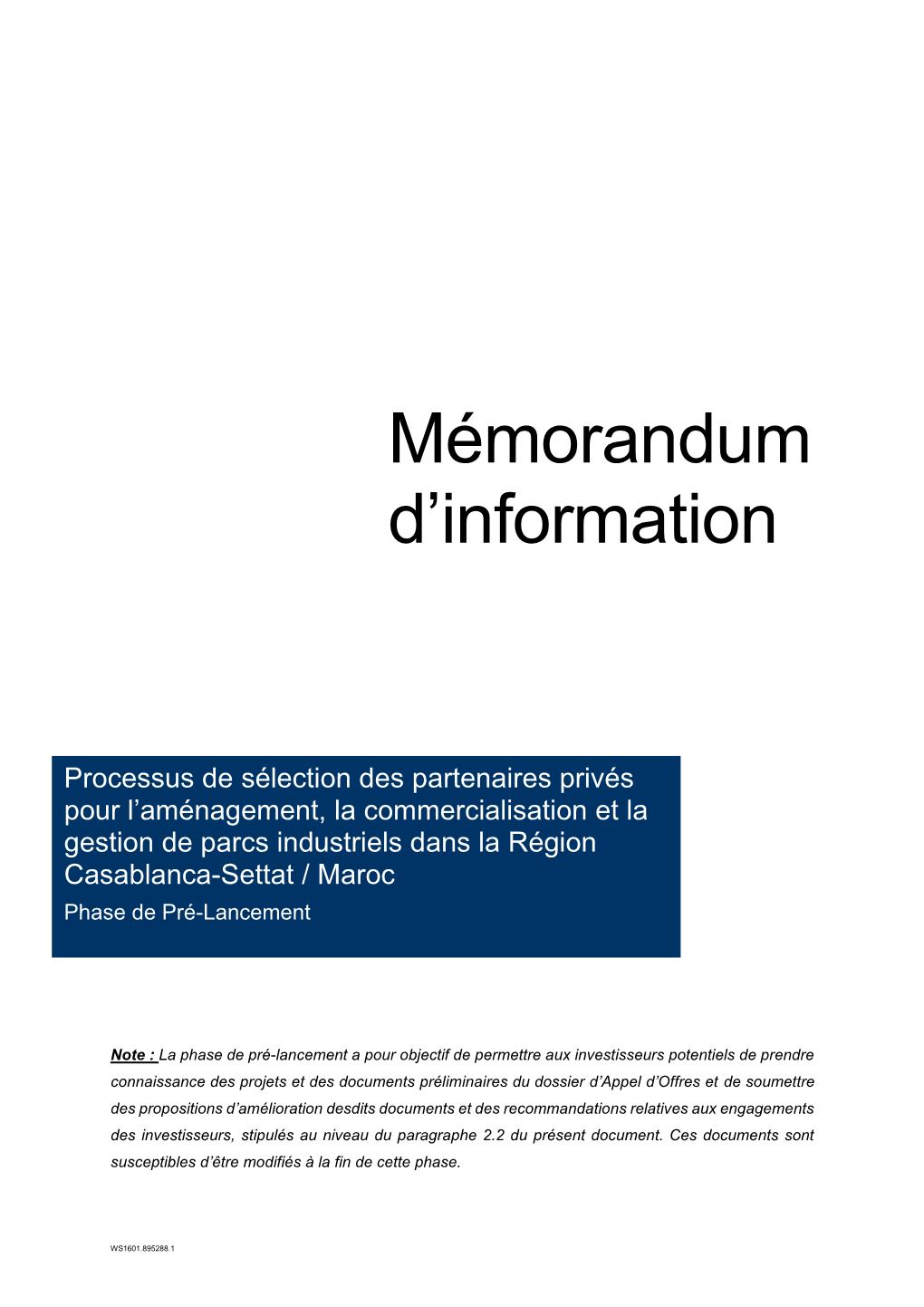 Mémorandum D'information