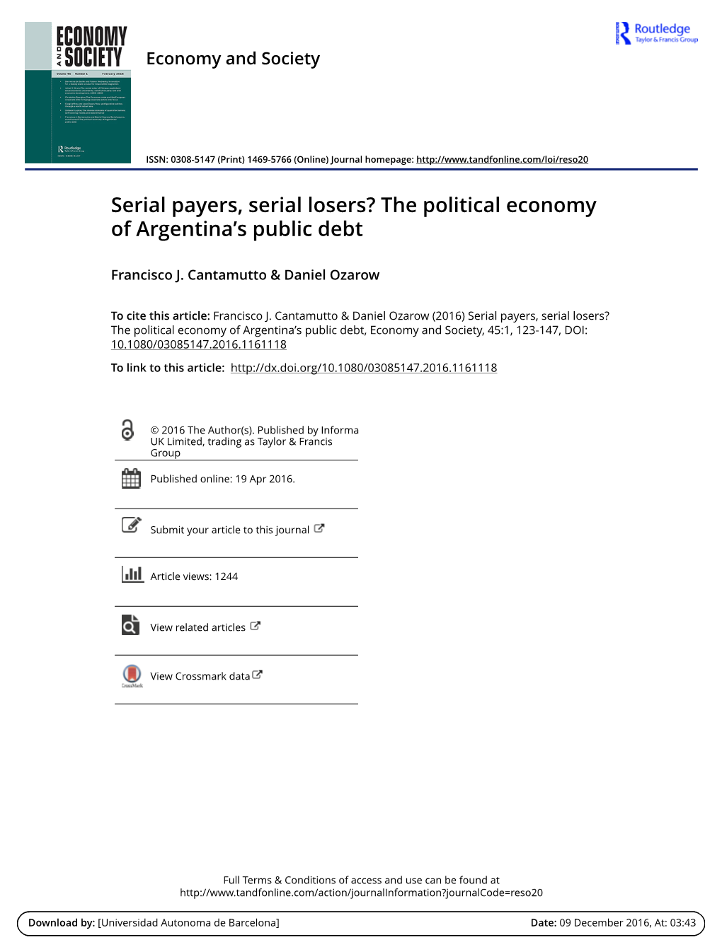 The Political Economy of Argentina's Public Debt