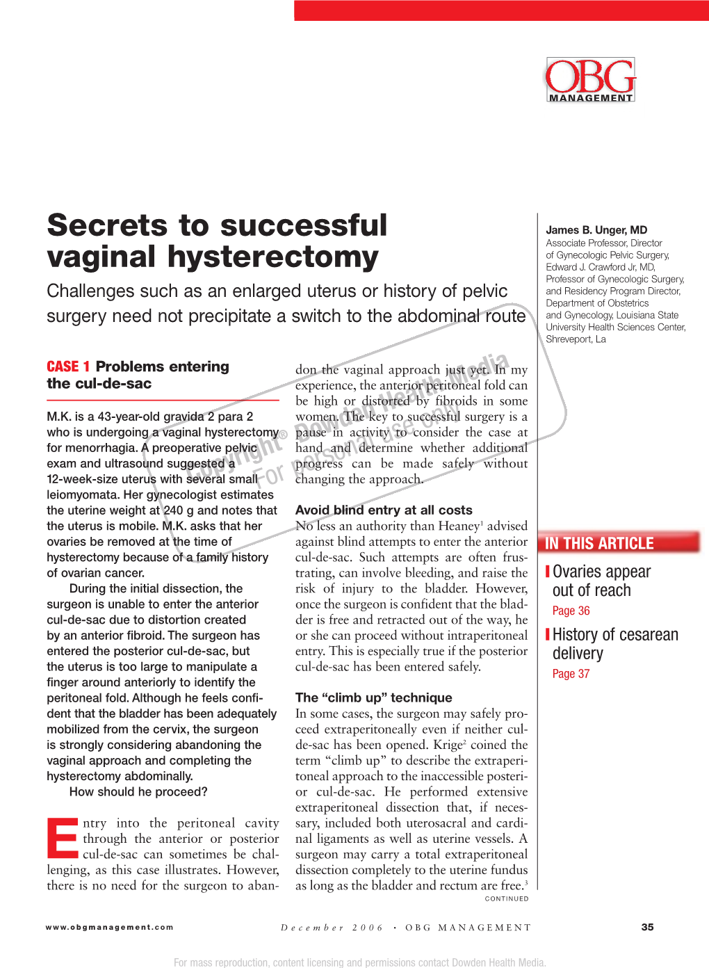 Secrets to Successful Vaginal Hysterectomy ▲