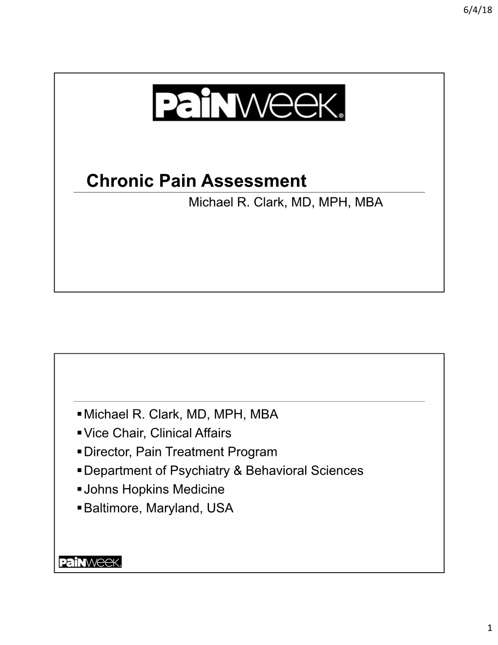 Chronic Pain Assessment Michael R