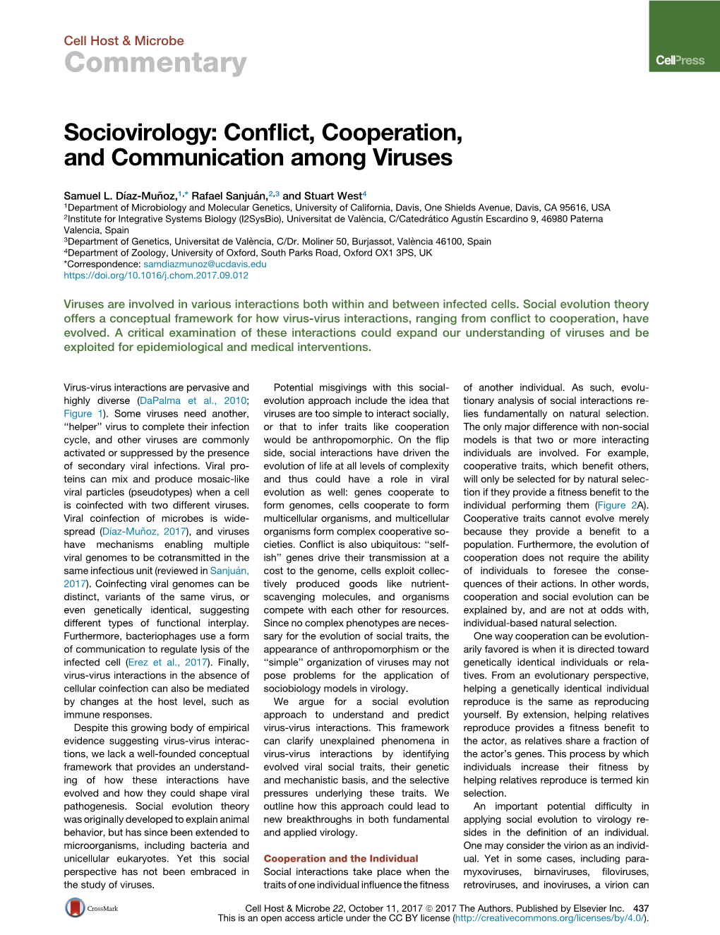 Sociovirology: Conflict, Cooperation, and Communication Among Viruses